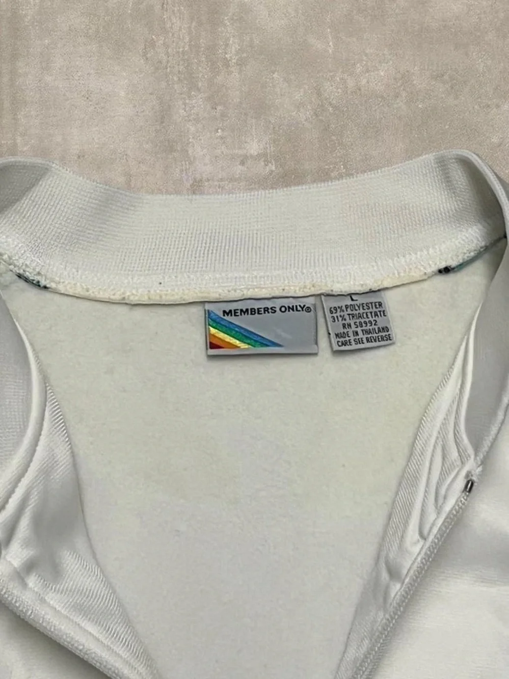 Vintage retro Members Multi Gender Only White Track Jacket Blue Stripe Full Zip